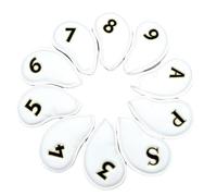 Funda para la Cabeza de un Hierro de Golf 10 unids/Set Blanco/Negro/Rojo/Verde Cuero PU Opcional con Bordado de números Golf Club Cubierta Cabeza Hierro 3,4,5,6,7,8,9,P,A,S(White)
