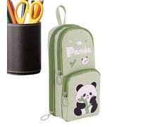 Funda para lápiz, diseño de Capybara Panda Pen Holder, 6 capas Aesthetic Pen Organizer, 9,5 x 7 x 21 cm Pencil Pouch for Stationery, portátil Storage ideal para el uso escolar, verde y marrón, verde,