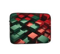 Funda para laptop, cuaderno de 12 pulgadas, impresión cuadrada roja y verde