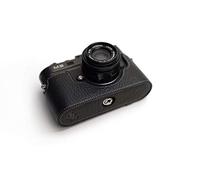 Funda para Leica M8, Zakao hecha a mano de cuero auténtico de media cámara funda funda para Leica M8 M9 M9P M-E con correa de mano (negro)