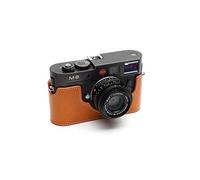 Funda para Leica M8, Zakao hecha a mano de cuero auténtico medio cámara funda funda para Leica M8 M9 M9P M-E con correa de mano (amarillo)