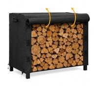 Funda para Leñero para Cooee Design | Woody ED-04-01-OK | 45 × 32 × 41 cm, con Apertura Frontal Enrollable, Asas Laterales y Cordón Ajustable, Plegable para Exterior, Negra