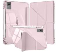 Funda para Lenovo Idea Tab 11 Pulgadas 2025 (TB-336ZU TB-336FU) con Portalápiz,Múltiple Ángulo de Visión, Carcasa Trasera Acrílico Transparente Antigolpes Cover, Auto-Sueño/Estela (Rosado)