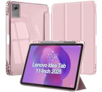 Funda para Lenovo Idea Tab de 11 Pulgadas 2025/K11 Gen 2 con Soporte para Lápiz, Slim Clara Transparente Trifold Folio Tableta Carcasa, Auto-Sueño/Estela, Pink