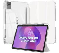 Funda para Lenovo Idea Tab de 11 Pulgadas 2025/K11 Gen 2 con Soporte para Lápiz, Slim Clara Transparente Trifold Folio Tableta Carcasa, Auto-Sueño/Estela, White
