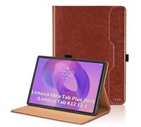 Funda para Lenovo Idea Tab Plus/Lenovo Tab K12 12.1 Pulgadas 2025 TB361ZU / TB361FU PU Cuero Flip Tableta Carcasa con Bolsillo y Soporte para bolígrafo Múltiple Ángulo Soporte Cubierta -Marrón