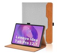 Funda para Lenovo Idea Tab Pro 12.7 Pulgadas 2025 PU Leather Ángulos Ajustables Case con Supporto Funzione y Bolsillo -Gris