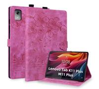 Funda para Lenovo Tab K11 Plus/Lenovo Tab M11 Plus 11.45 Pulgadas PU Cuero Flip Tableta Cover Carcasa Case para Bolígrafos de Bucle, Ranura para Tarjetas y Múltiple Ángulo Soporte, Rosa