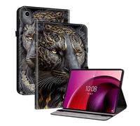 Funda para Lenovo Tab M11 11" 2024, Carcasa Folio Tapa Inteligente Ligera Delgada con Soporte y Tarjeta Tarjetero Auto-Sueño/Estela, León Negro de Oro