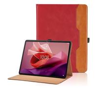 Funda para Lenovo Tab P12 de 12,7 Pulgadas TB370FU 2023 PU Leather Ángulos Ajustables Tablet Case con Supporto Funzione y Bolsillo, Auto Reposo/Activación - Rojo