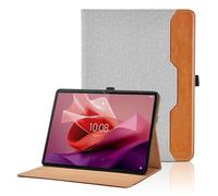Funda para Lenovo Tab P12 de 12,7 Pulgadas TB370FU 2023 PU Leather Ángulos Ajustables Tablet Case con Supporto Funzione y Bolsillo, Auto Reposo/Activación - Gris