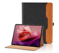 Funda para Lenovo Tab P12 de 12,7 Pulgadas TB370FU 2023 PU Leather Ángulos Ajustables Tablet Case con Supporto Funzione y Bolsillo, Auto Reposo/Activación - Negro