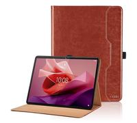 Funda para Lenovo Tab P12 de 12,7 Pulgadas TB370FU 2023 PU Leather Ángulos Ajustables Tablet Case con Supporto Funzione y Bolsillo, Auto Reposo/Activación - Marrón