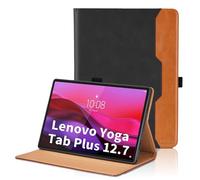Funda para Lenovo Yoga Tab Plus 12.7 Pulgadas 2025 PU Leather Ángulos Ajustables Case con Supporto Funzione y Bolsillo,Auto Reposo/Activación -Negro