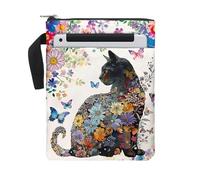 Funda para libro con cordón y cremallera para lector de libros, cubierta impermeable para libro de tapa blanda y tapa dura, 11.6 x 8.3 pulgadas, patrón de gatos y mariposas