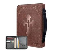 Funda para libro de la Biblia, bolsa de la Biblia, funda vintage de piel sintética, bolsa de transporte para libros, funda portátil para libros para estudio bíblico e iglesia