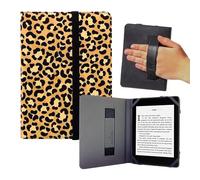 Funda para Libro electrónico eReader eBook de 6 Pulgadas - Kobo, Woxter, Tagus, BQ, Energy, SPC, Inves, Papyre, Wolder, Nolim - 6" Universal - elástico (Leopardo marrón)