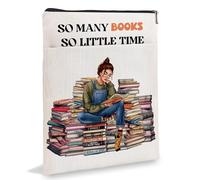 Funda para libro, fundas de libro con cremallera, protector de libro con cita de lectura inspiradora, regalo de lectura de libros, regalo de bibliotecario, muchos libros tan poco tiempo 6JB029