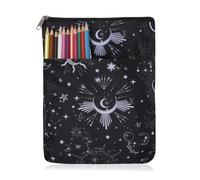 Funda para libro Luna Estrellas, Funda para Libro con Cremallera Bolsillos Frontales, Tarot Libros Sobrecubiertas, Poliéster Durable Book Sleeves, Funda lavable para los amantes de los libros, 28 x 21