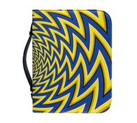 Funda Para Libros Amarillo Azul Funda Bíblica De Cuero Pu, Lavable Duradera Cremallera Y Muchos Bolsillos Interiores Funda Protectora Para Libros Mujeres Y Hombres 25.9x4.6cm