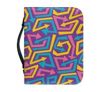 Funda Para Libros Amarillo Púrpura Funda Bíblica De Cuero Pu, Lavable Duradera Cremallera Y Muchos Bolsillos Interiores Funda Protectora Para Libros Mujeres Y Hombres 25.9x4.6cm