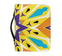 Funda Para Libros Amarillo Púrpura Funda Bíblica De Cuero Pu, Lavable Duradera Cremallera Y Muchos Bolsillos Interiores Funda Protectora Para Libros Mujeres Y Hombres 30.5x6.1cm