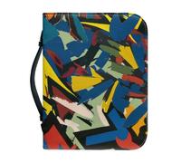 Funda Para Libros Azul Amarillo Funda Bíblica De Cuero Pu, Lavable Duradera Cremallera Y Muchos Bolsillos Interiores Funda Protectora Para Libros Mujeres Y Hombres 30.5x6.1cm