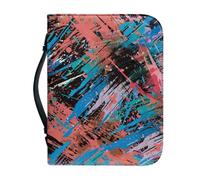 Funda Para Libros Azul Naranja Funda Bíblica De Cuero Pu, Lavable Duradera Cremallera Y Muchos Bolsillos Interiores Funda Protectora Para Libros Mujeres Y Hombres 25.9x4.6cm