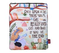 Funda para libros con cremallera, "Once Upon a Time There was a Girl Who Loved Cats and Books", bonito regalo para amantes de los libros, 27 x 21 cm