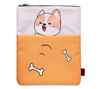 Funda para libros con diseño de perro Shiba Inu, para libros de bolsillo, tela lavable, con cremallera, regalo para amantes de los libros, tamaño mediano, 23 x 27 cm