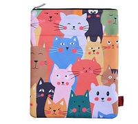 Funda para libros de gatos, fundas para libros de tapa blanda, tela lavable, fundas de libro con cremallera, tamaño mediano de 11 x 8.7 pulgadas, regalos para amantes de los libros