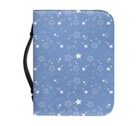 Funda Para Libros Estrella Azul Funda Bíblica De Cuero Pu, Lavable Duradera Cremallera Y Muchos Bolsillos Interiores Funda Protectora Para Libros Mujeres Y Hombres 30.5x6.1cm