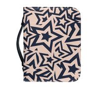 Funda Para Libros Estrella Azul Funda Bíblica De Cuero Pu, Lavable Duradera Cremallera Y Muchos Bolsillos Interiores Funda Protectora Para Libros Mujeres Y Hombres 25.9x4.6cm