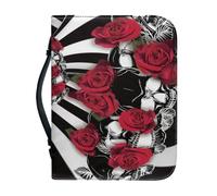 Funda Para Libros Patrón Floral Funda Bíblica De Cuero Pu, Lavable Duradera Cremallera Y Muchos Bolsillos Interiores Funda Protectora Para Libros Mujeres Y Hombres 25.9x4.6cm