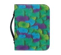 Funda Para Libros Verde Azul Funda Bíblica De Cuero Pu, Lavable Duradera Cremallera Y Muchos Bolsillos Interiores Funda Protectora Para Libros Mujeres Y Hombres 25.9x4.6cm