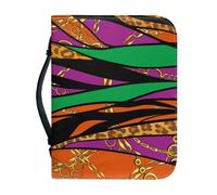 Funda Para Libros Verde, Naranja, Púrpura Funda Bíblica De Cuero Pu, Lavable Duradera Cremallera Y Muchos Bolsillos Interiores Funda Protectora Para Libros Mujeres Y Hombres 25.9x4.6cm