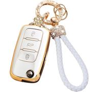 Funda para llave de coche compatible con VW Polo, Skoda, Fabia, Golf 4/5/6, T5, Multivan, 3 botones, carcasa para llaves de coche, carcasa con llavero