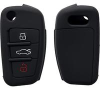 Funda para llave de coche de silicona compatible con Audi A1 A3 A4 A6 A8 TT Q5 Q7 R8 S4 S6 S3 RS4 RS6 Q3 TTS Seat Exeo 3R (negro)