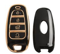 Funda para llave de coche de TPU para Hyundai, para Sonata, para Tucson, para Santa Fe | para piel protectora negra delgada | Carcasa de entrada sin llave remota suave al tacto