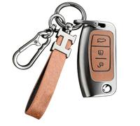 Funda para llave de coche para Ford Fiesta, Focus, Galaxy, Kuga C-Max, S-Max, Mondeo MK4, funda para llave plegable de 3 botones, color marrón