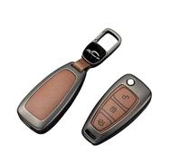 Funda para llave de coche para Ford Focus, Fiesta, Kuga, Tourneo, Transit, Connect, Custom Courier, PUMA, Galaxy, C-Max, S-Max, con 3 botones, plegable, color marrón
