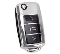 Funda para Llave de Coche para VW Golf Skoda Funda para Llave de Asiento Funda para Llave de Coche de TPU de 3 Botones (Rosa)