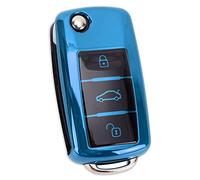 Funda para Llave de Coche para VW Golf Skoda Funda para Llave de Asiento Funda para Llave de Coche de TPU de 3 Botones (Rosa)