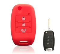 Funda para Llave de Coche Silicona TPU para KIA Sportage Cerato Optima K5 Rio H Line Carens Rondo Ceed Picanto K2 Soul Sorento Porta llaveros-Red