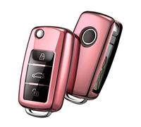 Funda para Llave DE para Coche VW Polo Golf 6 Skoda Seat - 2-3 Botones Carcasa [Suave] de [TPU] para Llaves - Cover de Mando y Control de Auto en (Oro Rosa)