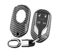 Funda para llave estilo fibra de carbono para Maserati para Ghibli 2014-2020- Levante 2017-2020- Carcasa rígida de ABS con cadena de metal - Protección de arranque con botón