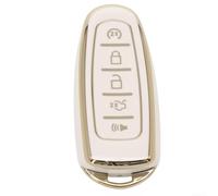 Funda para llave remota compatible con Ford For Edge para Explorer para Focus Escape C Max 2011-2019, suave con brillo galvanizado y diseño de ajuste preciso (blanco)