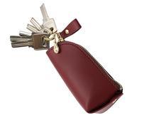 Funda para llave remota, organizador, carcasa para llavero de coche, diseño elegante y portátil, práctico accesorio para llavero, negro/marrón oscuro/burdeos/azul, para almacenar dinero o artículos