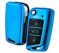 Funda para Llave VW, Funda Llave VW Golf 7-3 Botones para Coche VW MK7 Seat Skoda Carcasa de Llaves TPU (Azul)