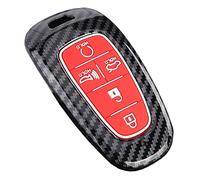Funda para llavero compatible con Hyundai Sonata 2020 con 5 botones de entrada sin llave, soporte remoto de fibra de carbono ABS (rojo)